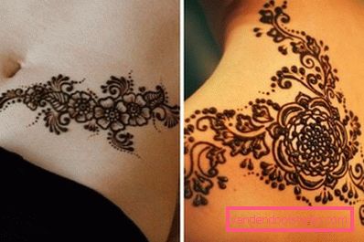 Henna-Tattoo auf Bauch und Schulterblatt